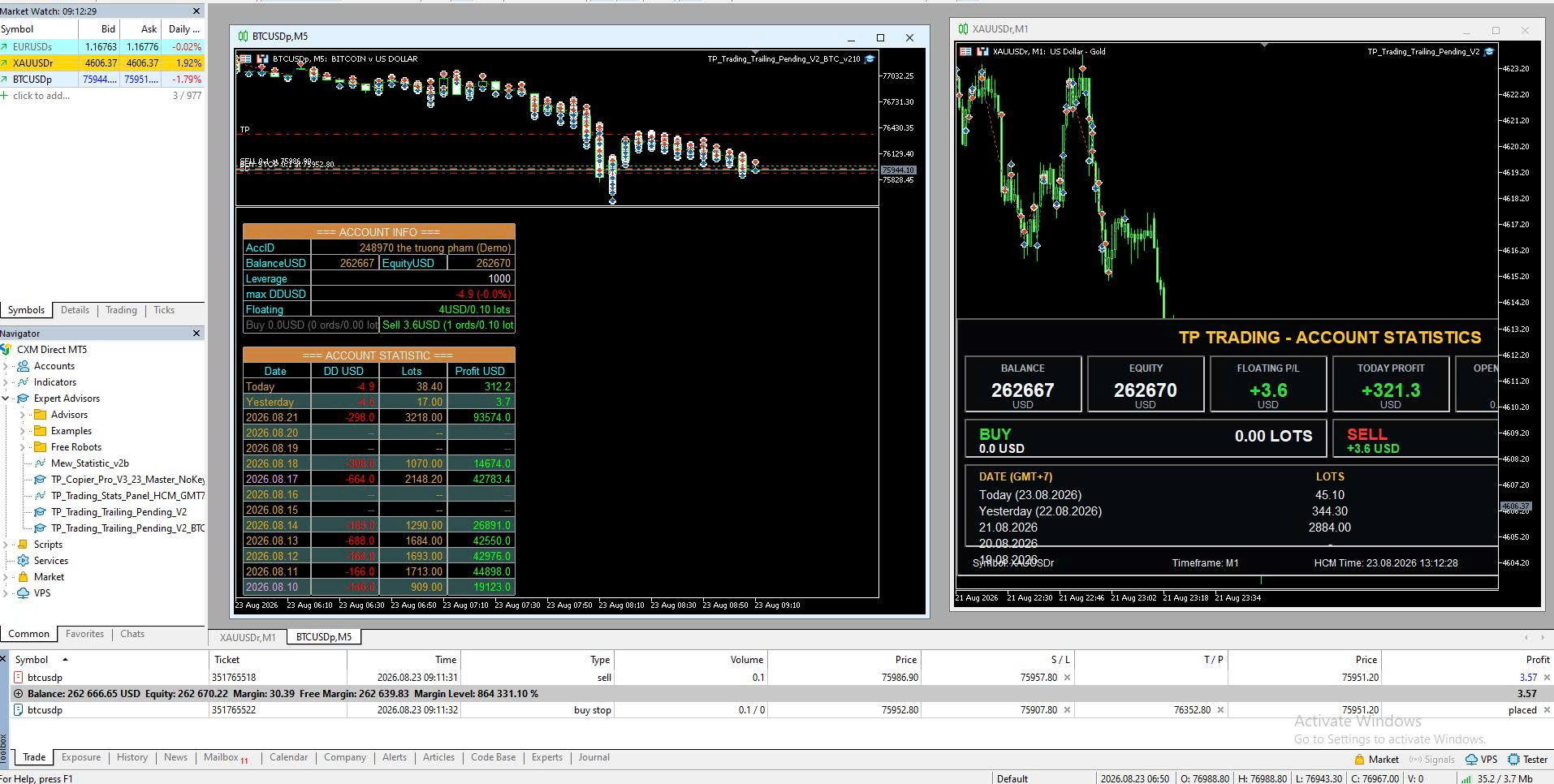 TP Trading V2 running on MT5
